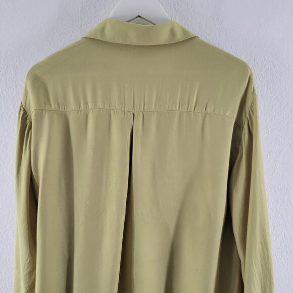 Berlook Button up Shirt w Tie Front Womens Small Green Minimalist Office Artsy - Picture 7 of 12